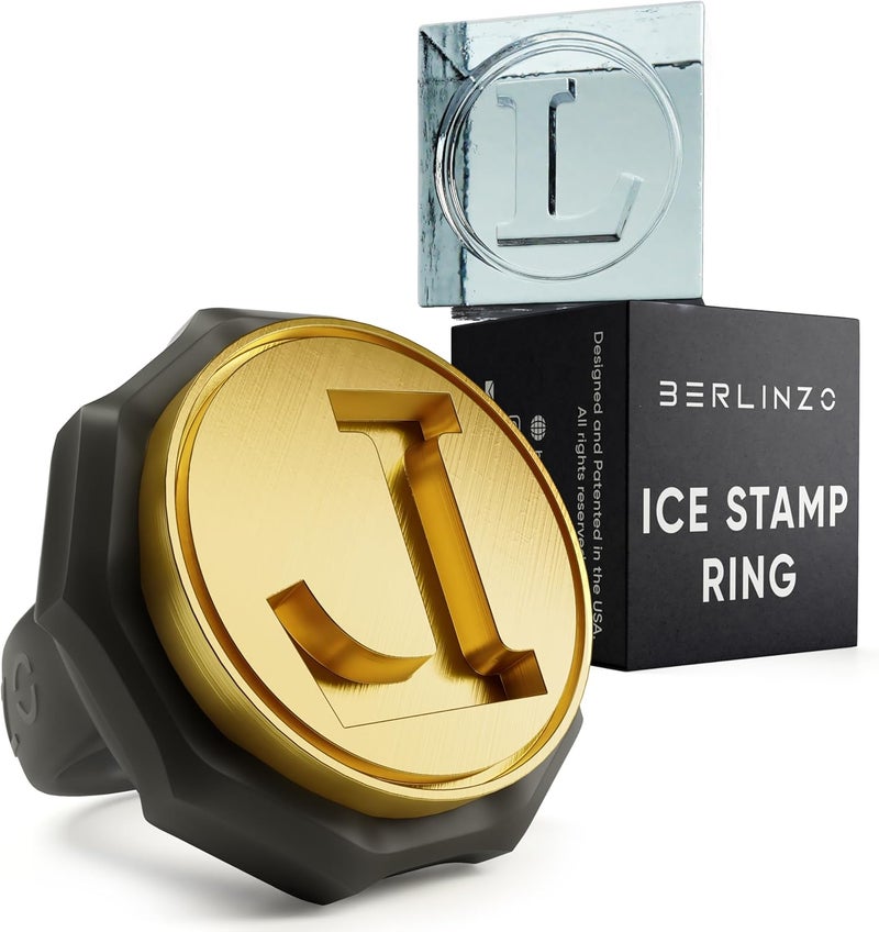 BERLINZO Brass Ice Stamp Ring Letter L - Image 1